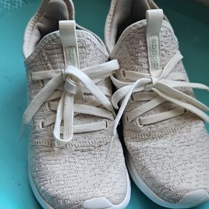 Adidas Beige Knit Lace-Up Sneakers